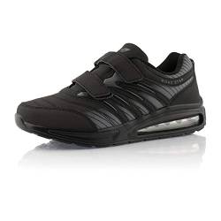 Fusskleidung® Damen Herren Laufschuhe Dämpfung Sportschuhe leichte Turnschuhe Schwarz Grau EU 38 von Fusskleidung