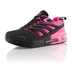 Fusskleidung® Damen Herren Sportschuhe Dämpfung Sneaker leichte Laufschuhe Pink Pink Schwarz EU 41 von Fusskleidung