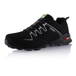 Fusskleidung® Damen Herren Wanderschuhe Bequeme Trail Running Trekkingschuhe Schwarz EU 44 von Fusskleidung