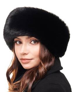 Futrzane Modern Stirnband - Russische Ohr Wärmer - Fell Stirnband Damen Winter - Größe XS (Schwarz Lang Modern) von Futrzane