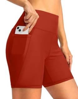 G Gradual Damen-Badehose mit hoher Taille, 15,2 cm, Bauchkontrolle, schnell trocknend, Badehose für Frauen mit Panty-Taschen, Rot/Ausflug, einfarbig (Getaway Solids), Medium von G Gradual