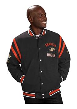 G-III - NHL Anaheim Ducks Tailback Varsity Jacke Farbe Schwarz, Größe L von G-III