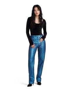 G-STAR RAW Damen Viktoria High Straight Jeans, Blau (luna blue metal coating D23959-D436-G264), 28W / 32L von G-STAR RAW