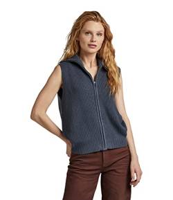 G-STAR RAW Damen Zip Through Knitted Weste, Blau (fantem blue D22485-4426-863), S von G-STAR RAW