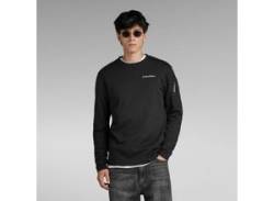 Longsleeve G-STAR Gr. L, schwarz (dk schwarz), Herren, Obermaterial: 100% Baumwolle, Shirts, mit Reißverschlusstasche am Arm von G-Star Raw