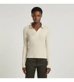 G-Star für Damen. D24513-D527-127 Geripptes Poloshirt Slim beige (S), Lässig, Langarm, Bio-Baumwolle, Nachhaltig von G-Star