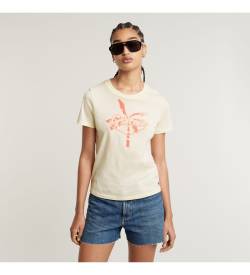 G-Star für Damen. D24595-4107-G286 T-shirt Sommer Grafik weiß (M), Lässig, Kurzarm, Bio-Baumwolle, Nachhaltig von G-Star