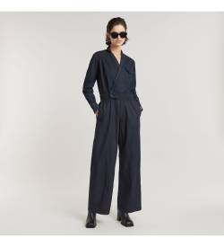 G-Star für Damen. D25317-D777-G818 Tailored Wrap Jumpsuit navy (S), Lässig, Baumwolle, Langarm, Nachhaltig, Marine von G-Star