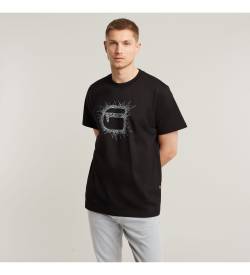 G-Star für Herren. D25672-C336-6484 Stitch Burger Logo Lose T-shirt schwarz (XXS), Lässig, Kurzarm, Bio-Baumwolle, Nachhaltig von G-Star