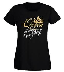 G-graphics Damen T-Shirt Queen of fucking everything! 160.0839 (M, schwarz) von G-graphics