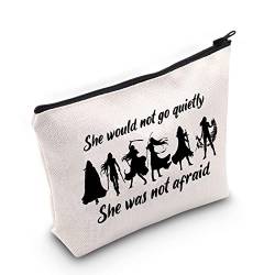 G2TUP Throne of Glass Inspired Gift She Would Not Go Quietly She Was Not Afraid Make-up-Tasche Queen of Terrasen Kosmetiktasche Sarah J Maas Fan Geschenk, She Was Not Afraid White Bag von G2TUP