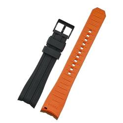 GAFNED Doppelte Farbe für Rolex Citizen Seiko Silicon -Gurt Männer Uhr Accessoires Arc Mundbandband Armband Uhrengürtel 20mm 22mm Uhrenbandbänder(Black orange black,20mm) von GAFNED