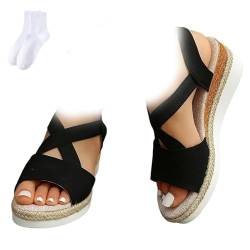 GAGFDA Dotmalls Keilsandalen, Sommer, offener Zehenbereich, lässige Keilsandalen für Damen, Dotmalls bequeme orthopädische Sandalen, Dotmall Sandalen, Schwarz , 38 EU von GAGFDA