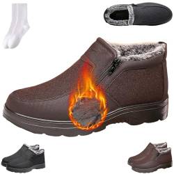 GAGFDA Orthopädische warme Schneestiefel für Herren, wasserdicht, rutschfest, Winter-Fleece-Schuhe, Herren-Winter-Thermostiefel, Pelzfutter, Stiefeletten mit seitlichem Reißverschluss, Schlupfstiefel von GAGFDA