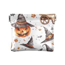 Kleines Portemonnaie für Damen, Motiv: Motten Schmetterlinge über Himmel, Kleingeld, Lippenstift-Organizer-Tasche, PU-Leder, Halloween Kürbisse Hexenhüte, Einheitsgröße, Muster: von GAIREG