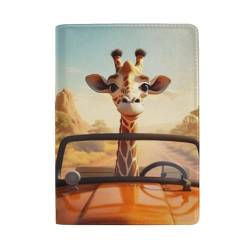 Vintage Sommer Sonnenblumen Reisepasshülle Reisepasshülle Leder, Niedliche Giraffe Fahrer 1 von GAIREG