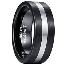 GALANI Ringe Männer Schwarz Silber für Hochzeit Verlobung Jubiläum Versprechen Valentinstag Geburtstag Geschenk Gebürsteter Oberfläche Größe 66(21.0) von GALANI