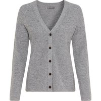 GALERIA Seide-Cashmere Cardigan "Gent", Strick-Optik, V-Ausschnitt, für Damen, grau, 42 von GALERIA