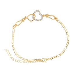 GALPADA 1 Stück Goldenes Herz Armreif Mit Kristallverzierungen Elegantes Damen Armband Verstellbare Handkette Für Festliche Anlässe Modeschmuck Für Frauen Und ädchen von GALPADA