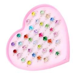 GALPADA 36St Kinder ring box kinder party kinderparty Kinder Schmuckset Kinderringe Mädchen verkleiden Ringe Fingerring aus Kristall Party-Schmuck- Strasssteine von GALPADA