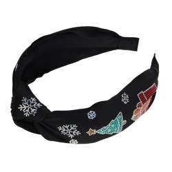 GALPADA Stirnband Mit Breiter Krempe Mode-weihnachts-stirnband Elegante Weihnachtliche Haaraccessoires Geknotetes Haarband Geknotetes Weihnachtsstirnband Neues Jahr Stirnband Stoff Black von GALPADA