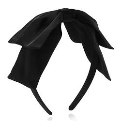 Rutschfester Haarreifen Lady Hairband Black Velvet Bow Hairband Princess Style Wide Edge High Skull Top Headband von GALSOR