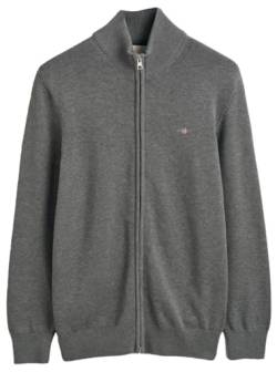 GANT Herren Casual Cotton Zip Cardigan Strickjacke, Dark Grey Melange, X-Large von GANT