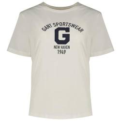 GANT Damen REG Logo SS T-Shirt, White, Large von GANT