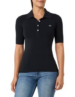 GANT Damen Slim COT/ELA SS Polo, Black, XS von GANT