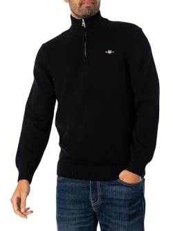 GANT Herren Casual Cotton Halfzip Pullover, Schwarz, XL EU von GANT