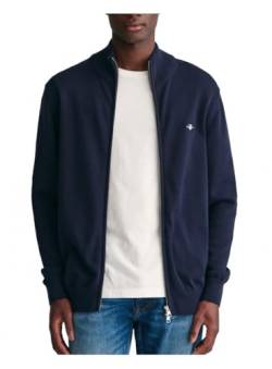 GANT Herren Casual Cotton Zip Cardigan BAUMWOLLSTRICKJACKE MIT REIßVERSCHLUSS, Evening Blue, 3XL von GANT