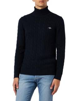 GANT Herren Cotton Cable Turtle Neck Pullover, Evening Blue, 3XL von GANT