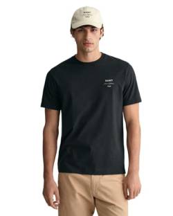 GANT Herren Logo Script SS T-Shirt, Black, XXL von GANT