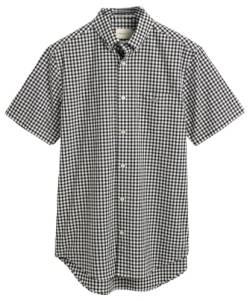 GANT Herren REG POPLIN Gingham SS Shirt, Black, Small von GANT