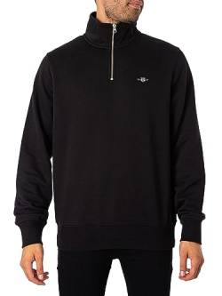 GANT Herren Reg Shield Half Zip Sweatshirt, Schwarz, S EU von GANT