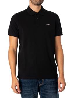 GANT Herren Reg Shield Pique Polohemd, Schwarz, S EU von GANT