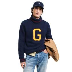 GANT Herren Seasonal G Turtleneck Pullover, Evening Blue, 58 von GANT