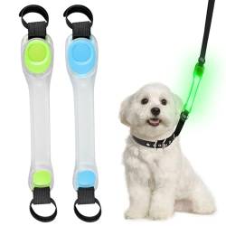 GAOUTO 2 Stück LED Leuchtband für Hunde, LED Hundehalsband mit Klettverschluss Leuchtbänder, Hund Licht Einfach an Halsband Leine Geschirr zu Befestigen für Outdoor Sportarten von GAOUTO