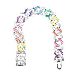 GAROZATION Buntes Kubanisches Armband Elegantes Diamantarmband Diamantarmbänder Für Frauen Kettenarmband Strass Schmuck Armbänder Regenbogen-armband Colorful Umweltschutz Zinklegierung von GAROZATION