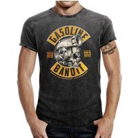 GASOLINE BANDIT® T-Shirt für Biker im Washed Jeans Look: Turbo Skull von GASOLINE BANDIT
