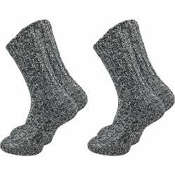 GAWILO dicke Herren Stricksocken (2 Paar) bunte & warme Norweger Socken | wie selbstgetrickt mit Komfortbund | Wintersocken mit 76% Baumwolle (47-50, schwarz) von GAWILO