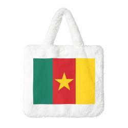 Flag of Cameroon Chic Plush Handbag with Velcro Closure Soft Non-Toxic Tote for Daily Use Women's Plush Handbag Shopping Bag, weiß, Einheitsgröße von GBCVXZ