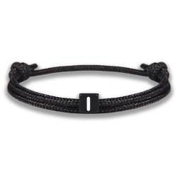 GD GOOD.designs Armband mit Buchstabe I zu Valentinstag | Verstellbares Partnerarmband (14cm - 25cm) mit schwarz geflochtenen Seil von GD GOOD.designs