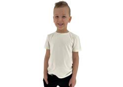 GENTLE hochwertiges Kinder T-Shirt für Mädchen und Jungen mit Rundhalsausschnitt | Roundneck | Unisex Shirt | Kindershirt hell weiß Gr.122 von GENTLE