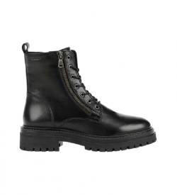 GEOX für Damen. D16HRF 00043 Iridea Schwarze Lederstiefeletten -Höhe Absatz: 5cm- (36), 3 bis 5 cm, Schnürsenkel, Lässig von GEOX