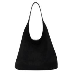 GETERUUV hobo tasche wildleder weiche taschen für frauen braun tote tasche große handtasche retro arbeitstasche wildleder schultertasche reisetasche einkaufstasche, Schwarz von GETERUUV