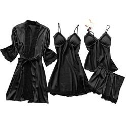 Unterwäsche Schlafanzug set Damen lang dessous männer nachthemd Damen Seide Dessous Damen Sexy Unterwäsche Pyjama Schlafanzug Weihnachten Baumwolle Unterwäsche Bedrucken Dessous Set Strapse von GFPGNDFHG