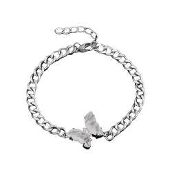 Stein Armband Damen,Armband Aus Natürlichem Schmetterlings-Rohkristall, Reiki-Verstellbare Kubanische Gliederkette Mit Edelsteinen, Jubiläums-Familiengeschenk, Festival-Accessoires Für Frauen Und Mä von GIAKOO