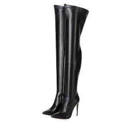 GIARO ARABELLA Premium Stiefel für Damen - elegante High-Heels - Kniestiefel mit hohem Absatz - Damenstiefel - Stöckelschuhe für Frauen - erhältlich in 15 Farben (Schwarz Matt, numeric_44) von GIARO