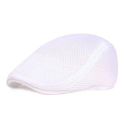 GIBZ Barett Herren Sommer atmungsaktive Mesh, Schiebermütze Damen, Unisex Beret Schirmmütze Flatcap Sportmütze Newsboy Cap, Weiß von GIBZ